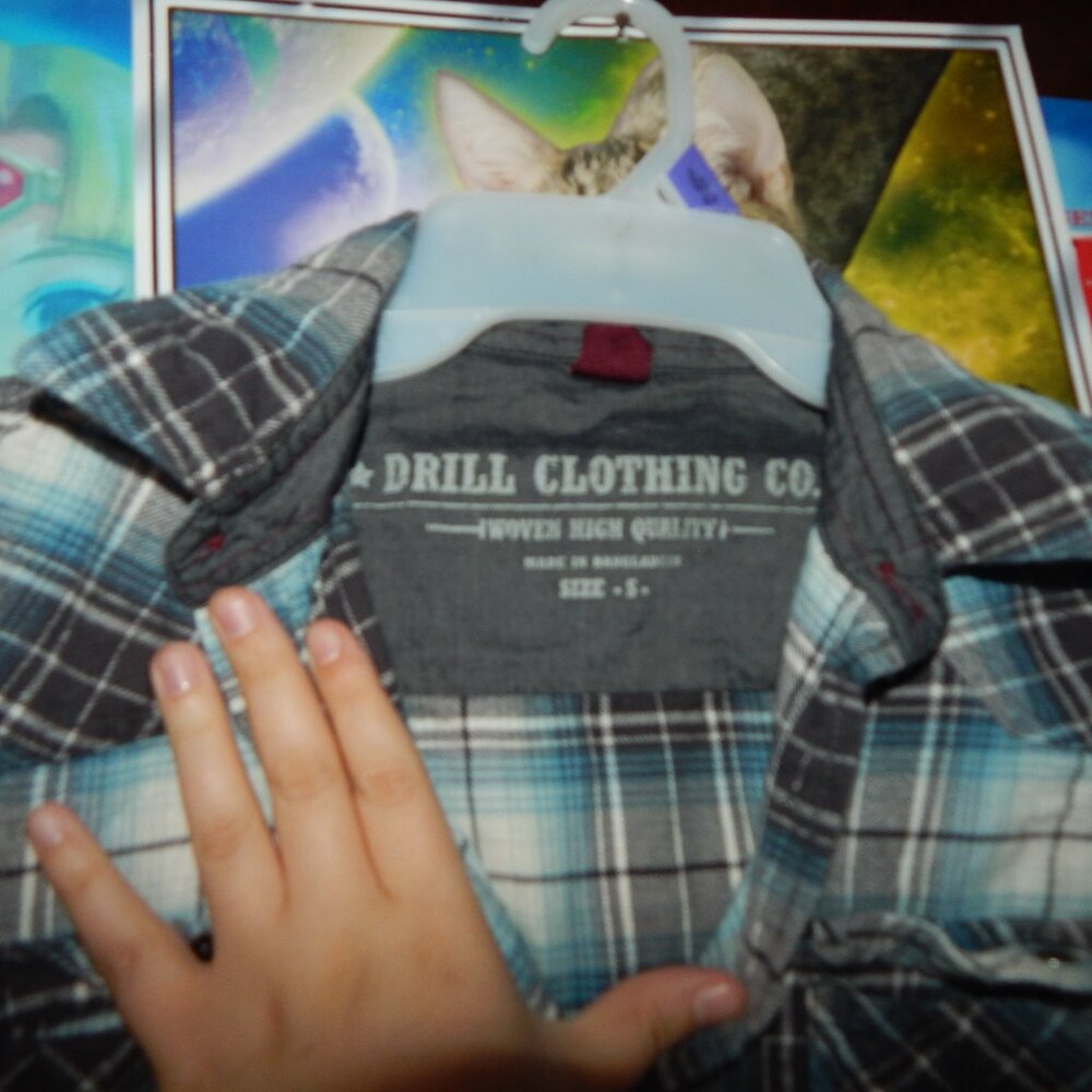 Clothing CO. Western plaid flannel shirt - Blue/Grey/white - Small - Picture 3 of 4